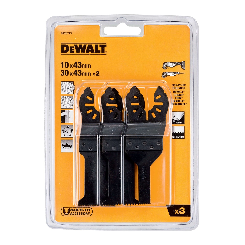 Blister 3 pièces DT20701/DT20704/DT20706 pour multi-cutter - DT20713-QZ - DEWALT