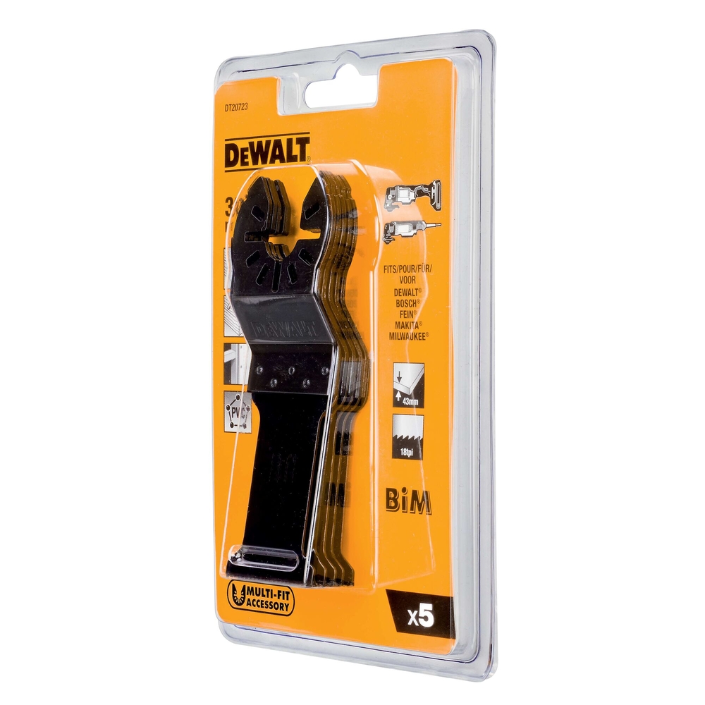 Jeu de 5 lames 30 x 43 mm BiM pour multi-cutter - DT20723-QZ - DEWALT