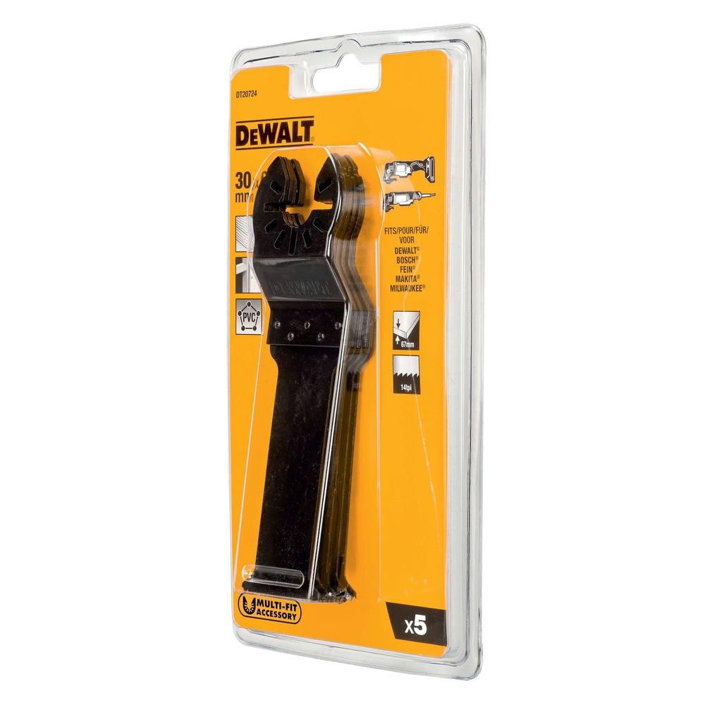 Jeu de 5 lames 30 x 67 mm BiM pour multi-cutter - DT20724-QZ - DEWALT