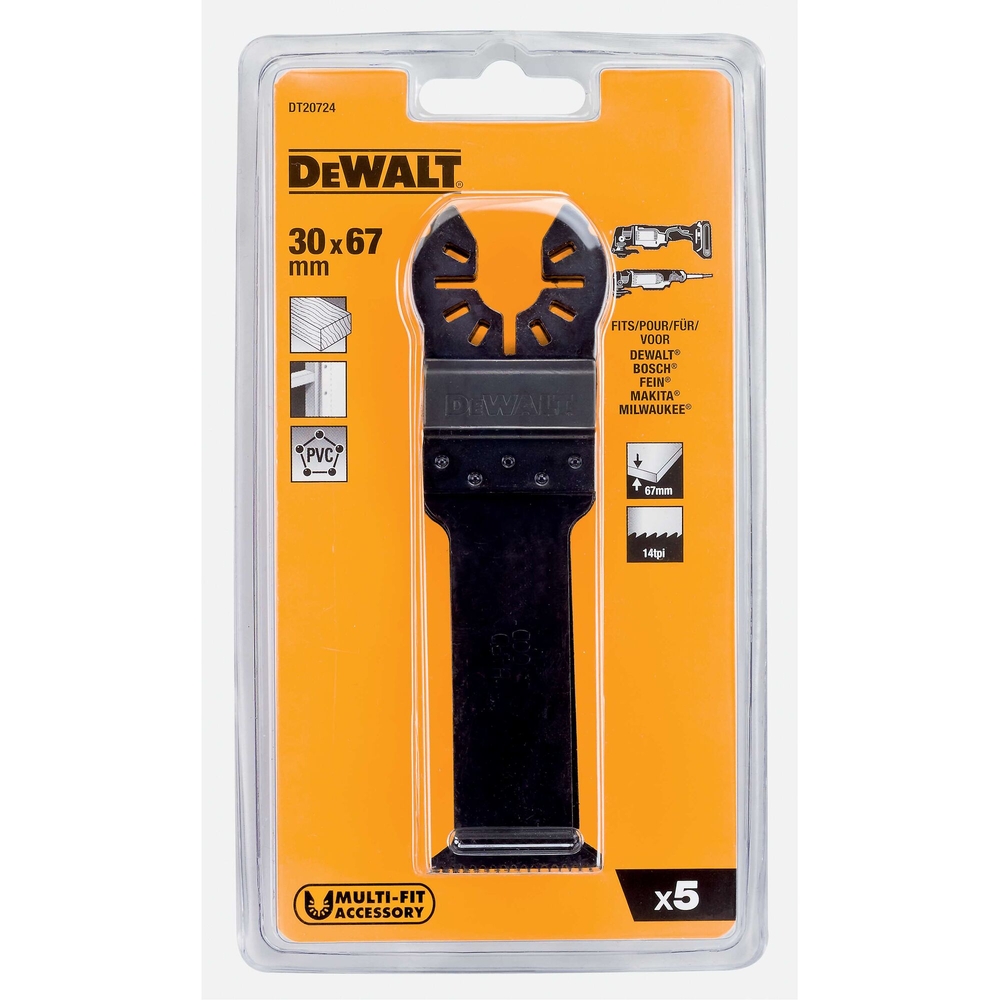 Jeu de 5 lames 30 x 67 mm BiM pour multi-cutter - DT20724-QZ - DEWALT