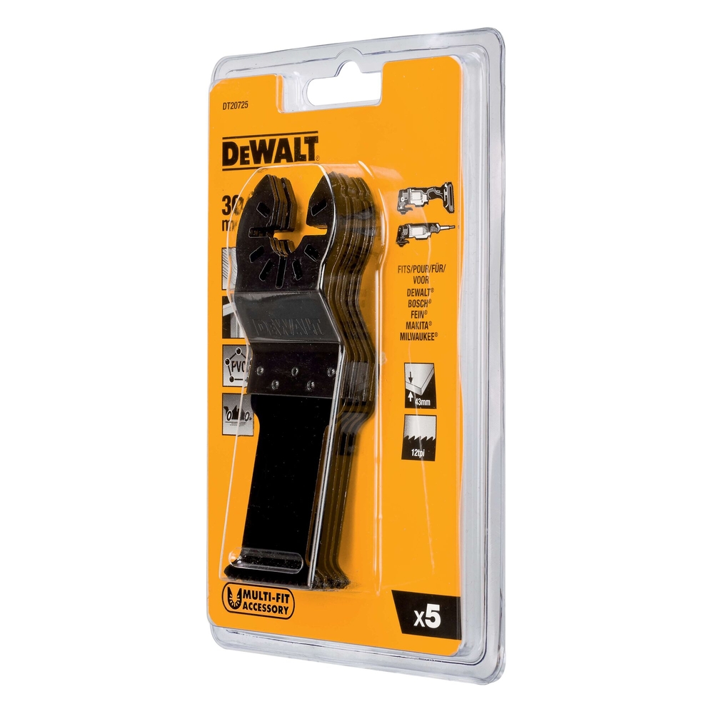 Jeu de 5 lames 30 x 43 mm BiM pour la coupe rapide pour multi-cutter - DT20725-QZ - DEWALT