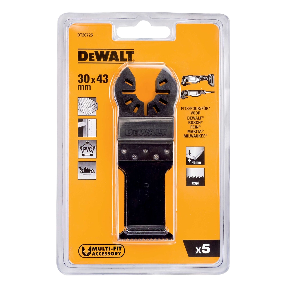Jeu de 5 lames 30 x 43 mm BiM pour la coupe rapide pour multi-cutter - DT20725-QZ - DEWALT