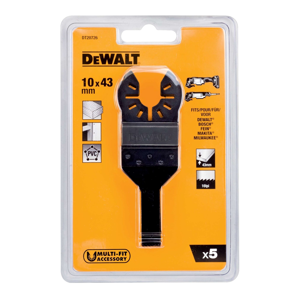 Jeu de 5 lames 10 x 43 mm pour la coupe de détail pour multi-cutter - DT20726-QZ - DEWALT