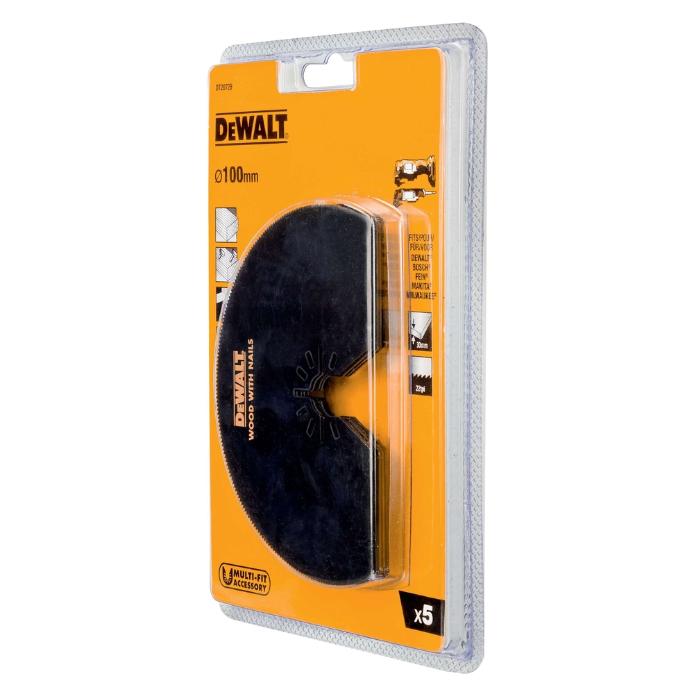 Jeu de 5 lames Ø100 mm BiM semi circulaire pour multi-cutter - DT20728-QZ - DEWALT
