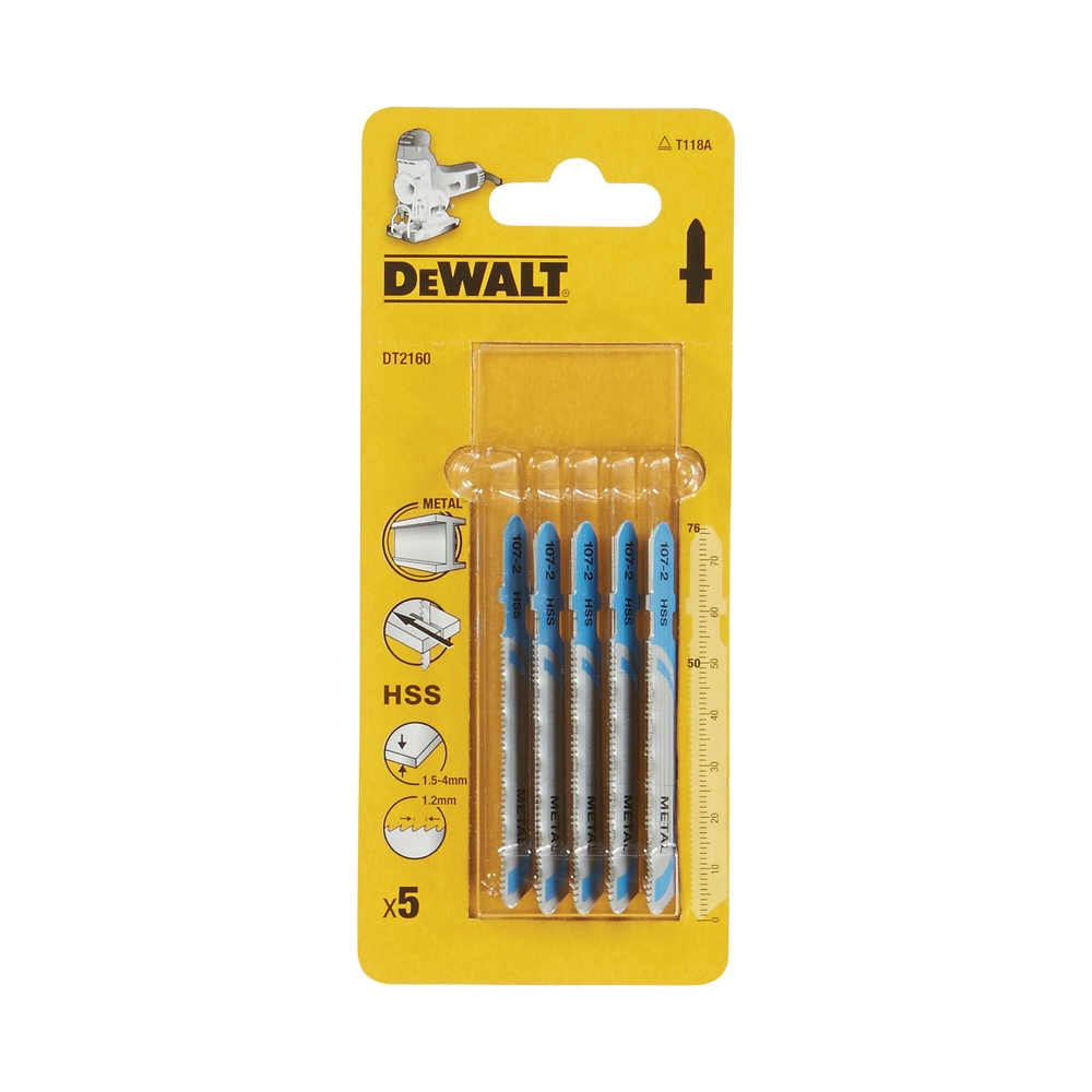 Lame de scie sauteuse métal et alu HSS profondeur de coupe < 4 mm attache en T - DT2160-QZ - DEWALT