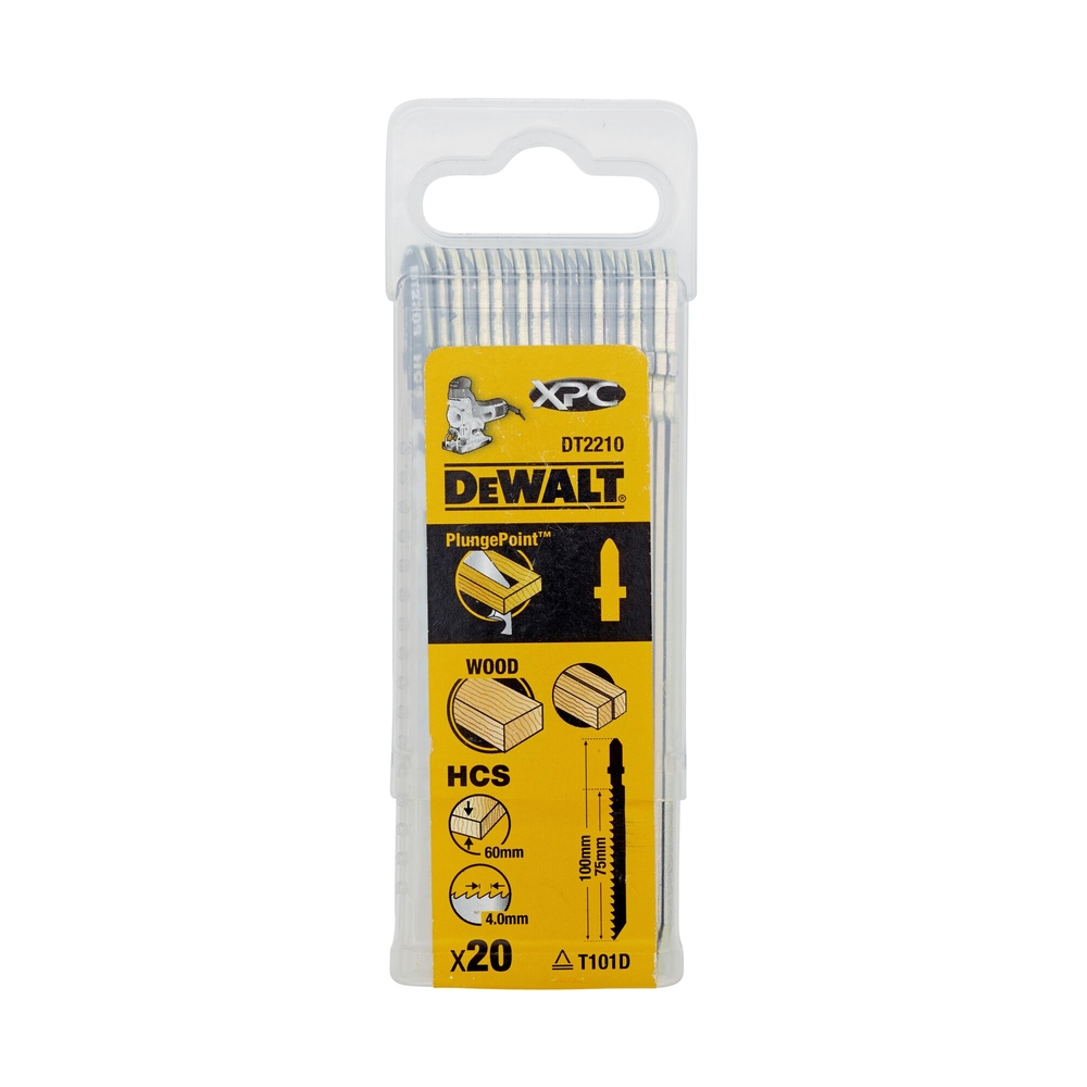 Lame scie sauteuse XPC denture rectifiée HCS profondeur de coupe <60mm attache T - DT2210-QZ - DEWALT