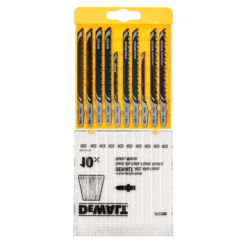Coffret de 10 lames de scie sauteuse bois attache en T - DT2290-QZ - DEWALT