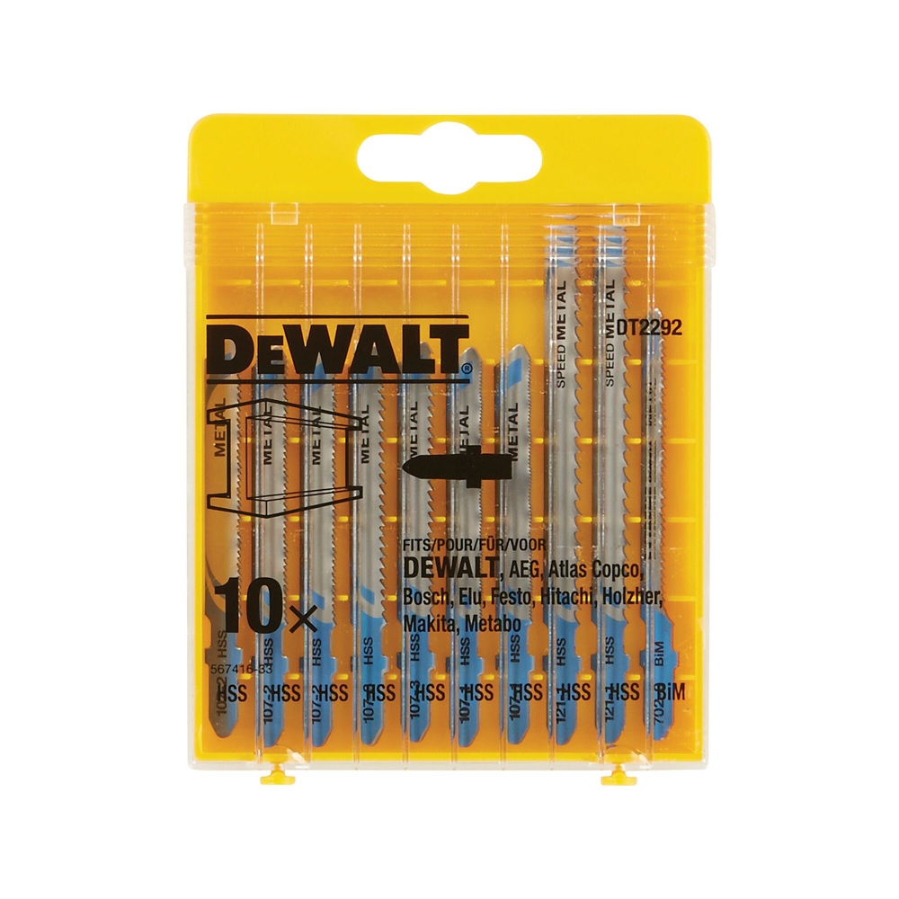 Coffret de 10 lames de scie sauteuse métal attache en T - DT2292-QZ - DEWALT