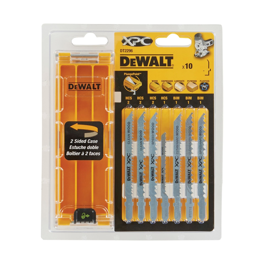 Coffret plastique de 10 lames XPC HCS BiM pour bois + 1 boîte de rangement - DT2296-QZ - DEWALT