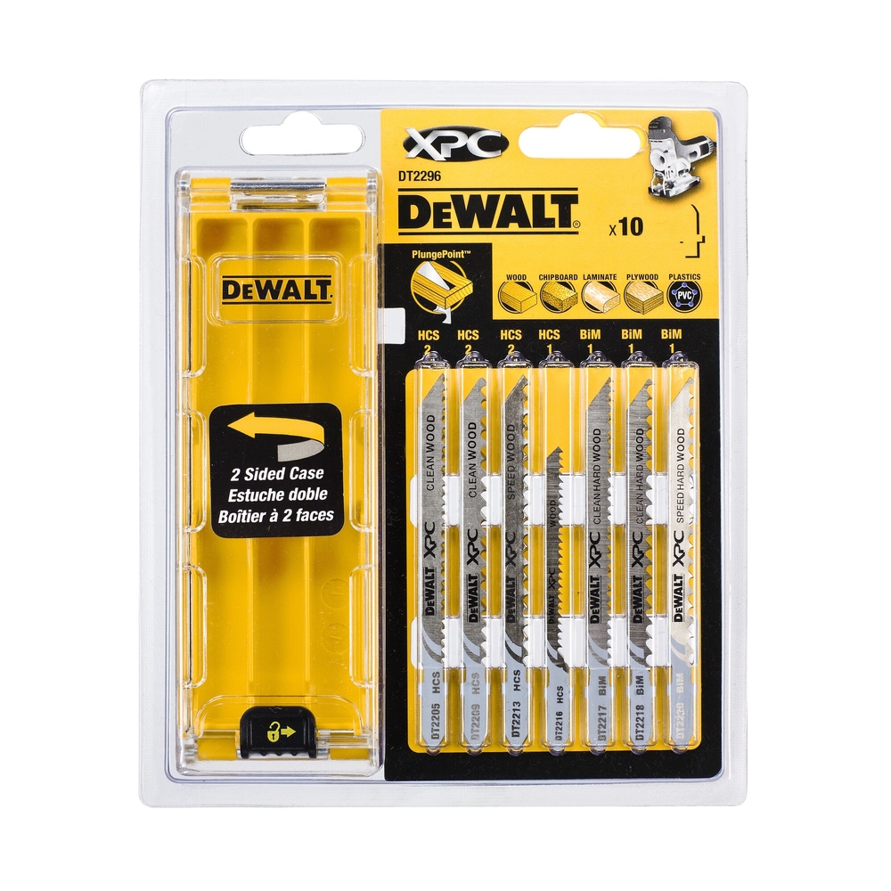 Coffret plastique de 10 lames XPC HCS BiM pour bois + 1 boîte de rangement - DT2296-QZ - DEWALT
