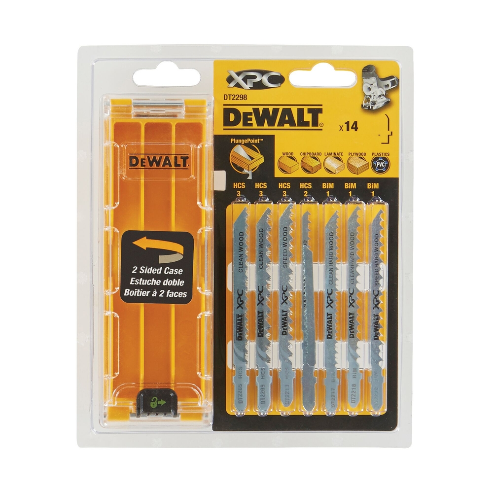 Coffret plastique de 10 lames XPC HCS BiM pour bois + 1 boîte de rangement - DT2298-QZ - DEWALT