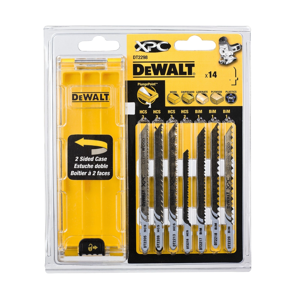 Coffret plastique de 10 lames XPC HCS BiM pour bois + 1 boîte de rangement - DT2298-QZ - DEWALT
