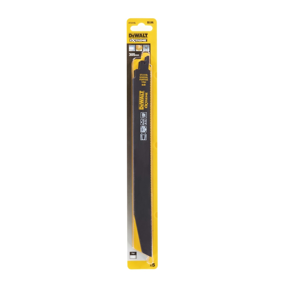 Lame de scie sabre BiM 2X Long Life pour la coupe du bois et métal 305 mm - DT2316L-QZ - DEWALT