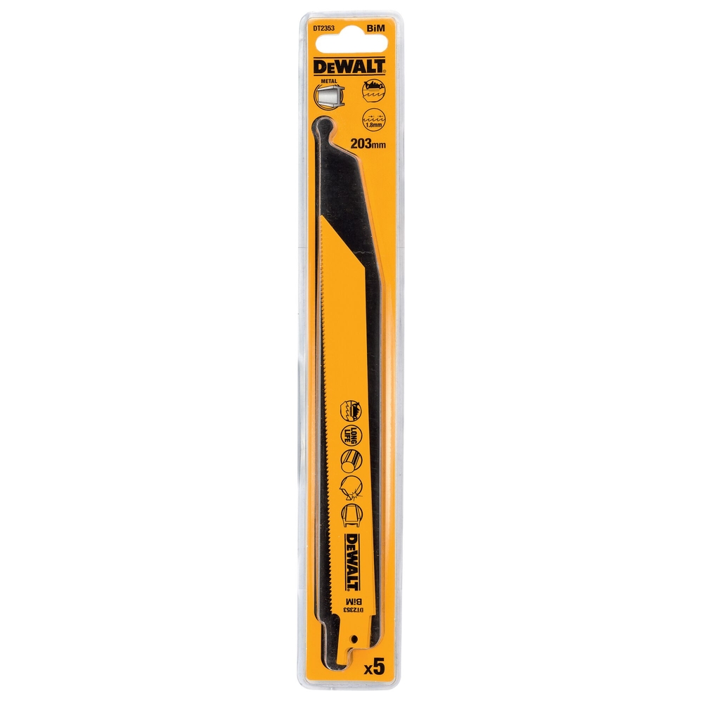 Lame de scie sabre BiM pour la coupe du métal 203 mm profondeur < 8 mm / 18 TPI - DT2353-QZ - DEWALT