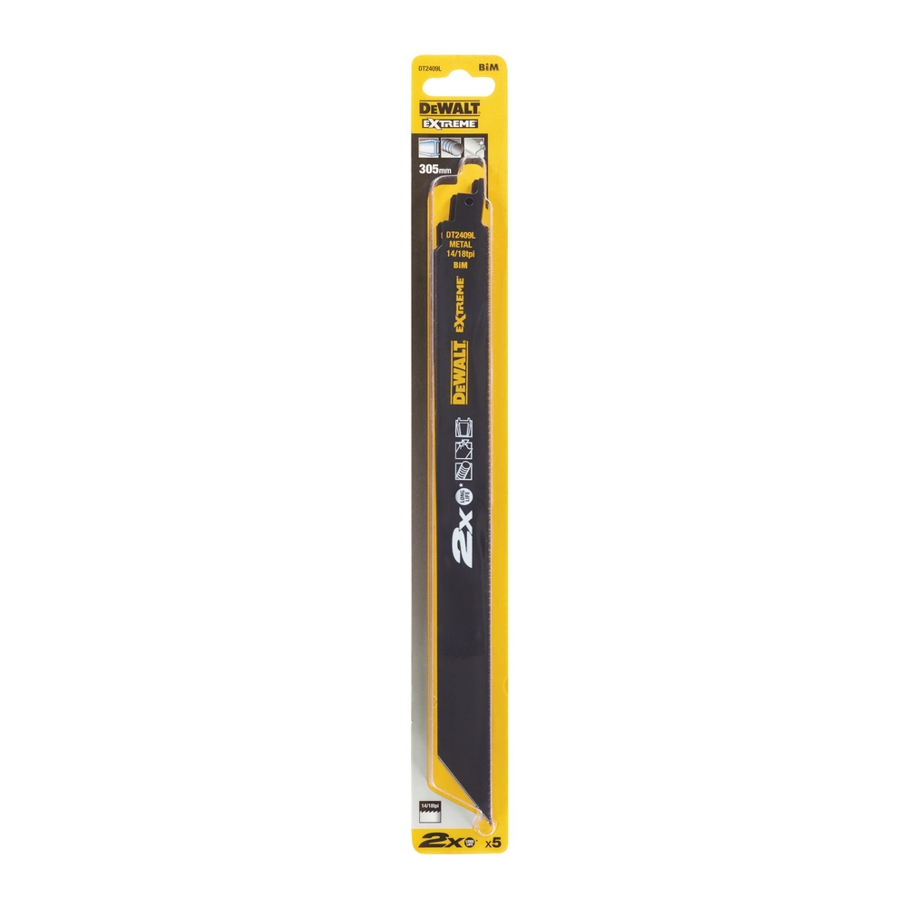 Lame de scie sabre BiM 2X Long Life pour la coupe du métal profondeur <3mm 305mm - DT2409L-QZ - DEWALT