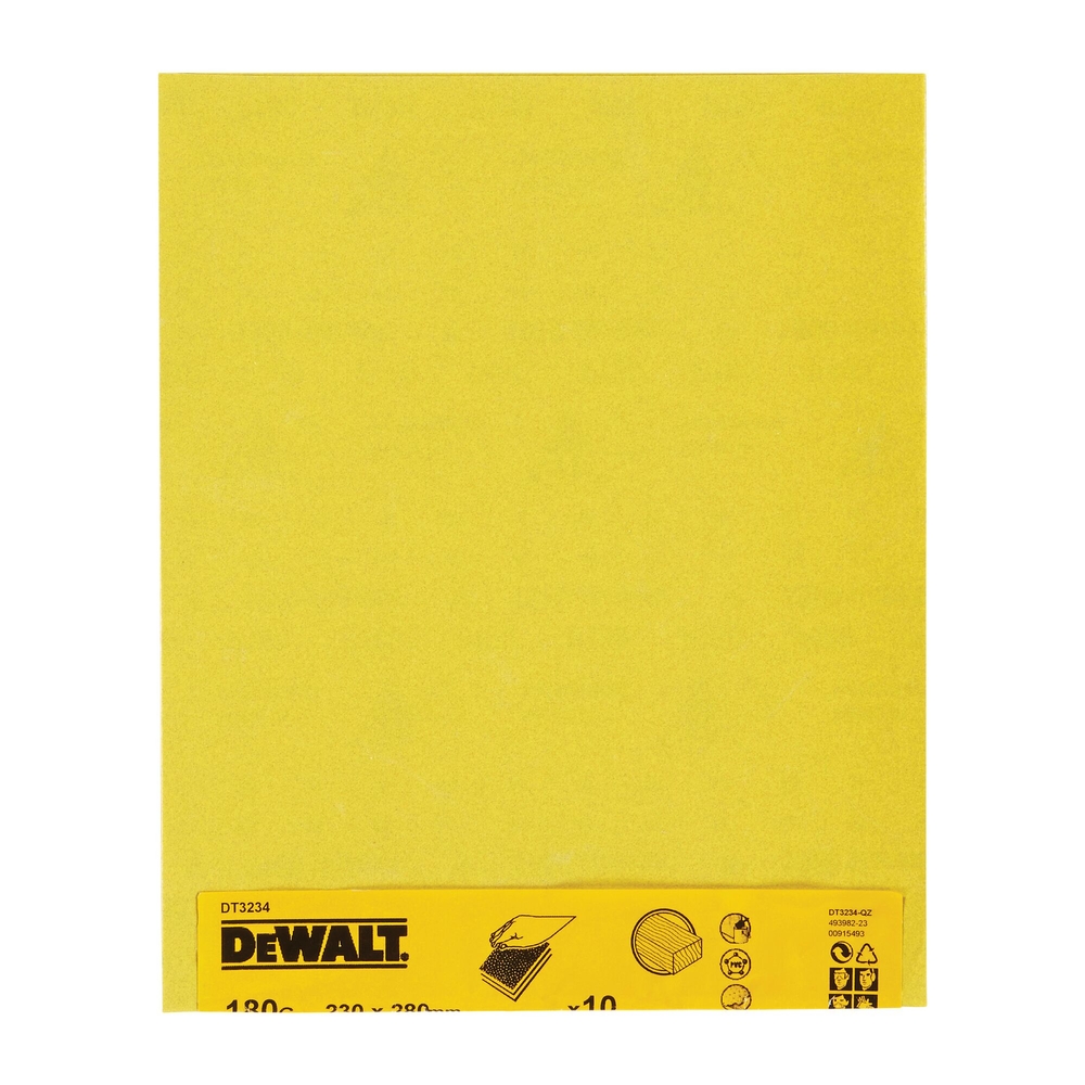 Feuilles abrasives pour ponçage à la main grain 180 - 230 x 280 mm - DT3234-QZ - DEWALT