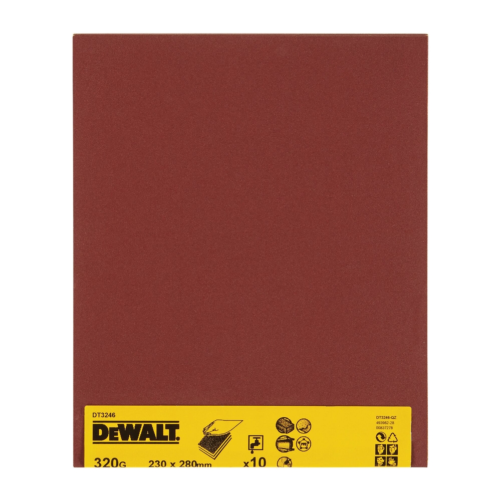 Feuilles abrasives pour ponçage à la main grain 320 - 230 x 280 mm - DT3246-QZ - DEWALT