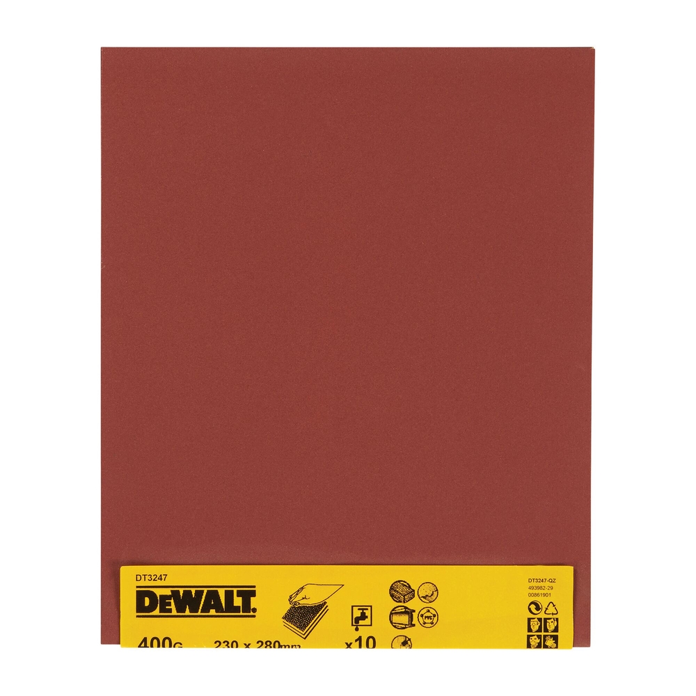 Feuilles abrasives pour ponçage à la main grain 400 - 230 x 280 mm - DT3247-QZ - DEWALT