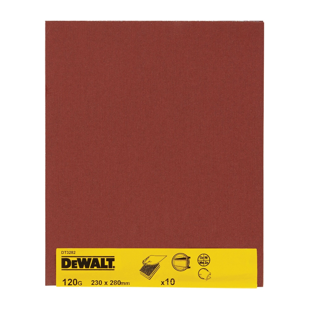 Feuilles abrasives pour ponçage à la main grain 120 - 230 x 280 mm - DT3282-QZ - DEWALT