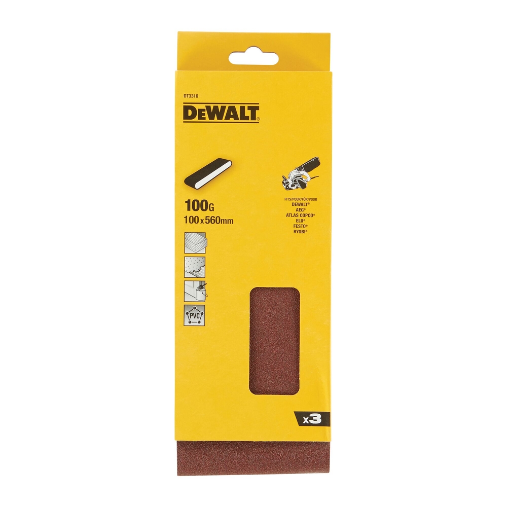 Abrasif pour ponceuses à bande - bois / peinture / métal grain 100 - 100 x 560mm - DT3316-QZ - DEWALT
