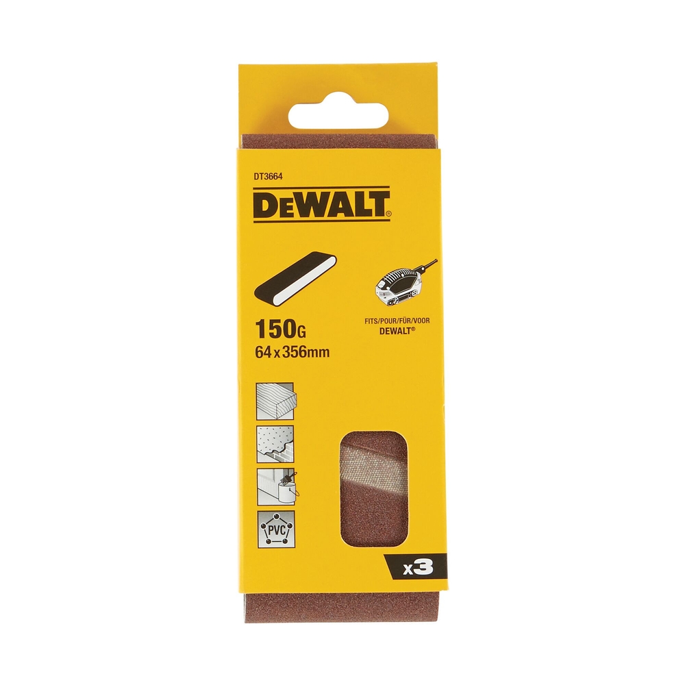 Abrasif pour ponceuses à bande compacte grain 150 64 x 356 mm - DT3664-QZ - DEWALT