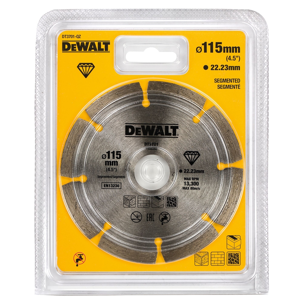 Disque fritté segmenté pour matériaux de construction/béton 115 x 22,2 mm - DT3701-QZ - DEWALT
