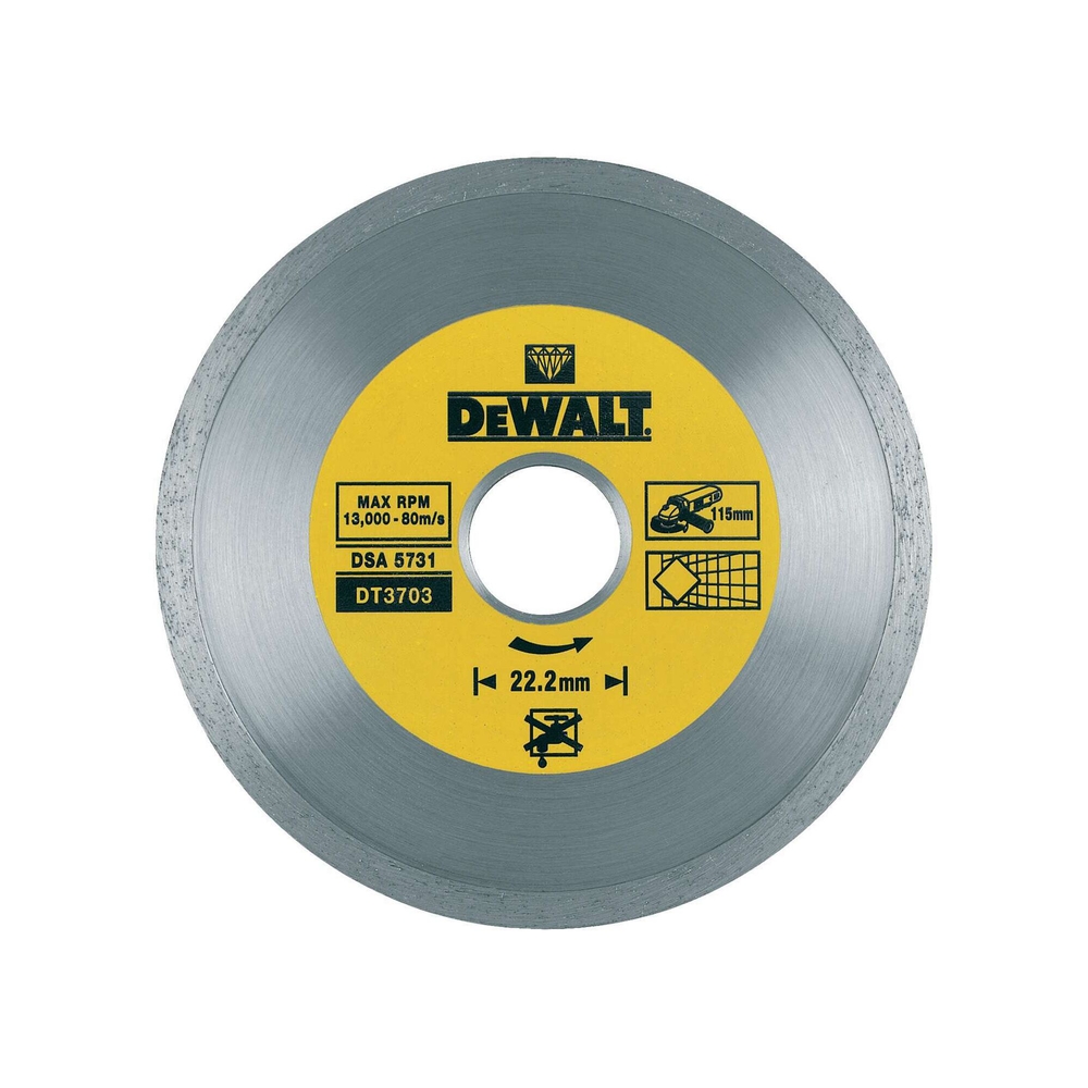 Disque à jante continue pour béton / brique / pierre 115 x 22,2 mm - DT3703-QZ - DEWALT