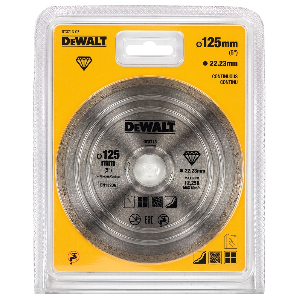 Disque à jante continue pour béton / brique / pierre 125 x 22,2 mm - DT3713-QZ - DEWALT
