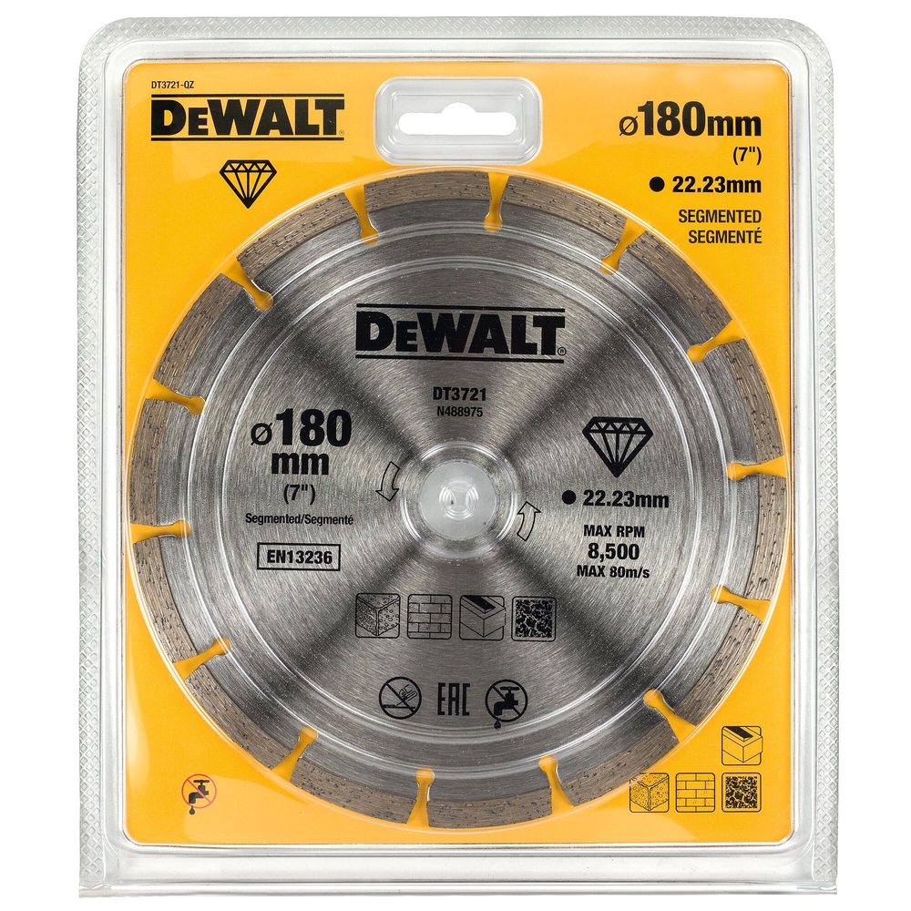 Disque fritté segmenté pour matériaux de construction/béton 180 x 22,2 mm - DT3721-QZ - DEWALT