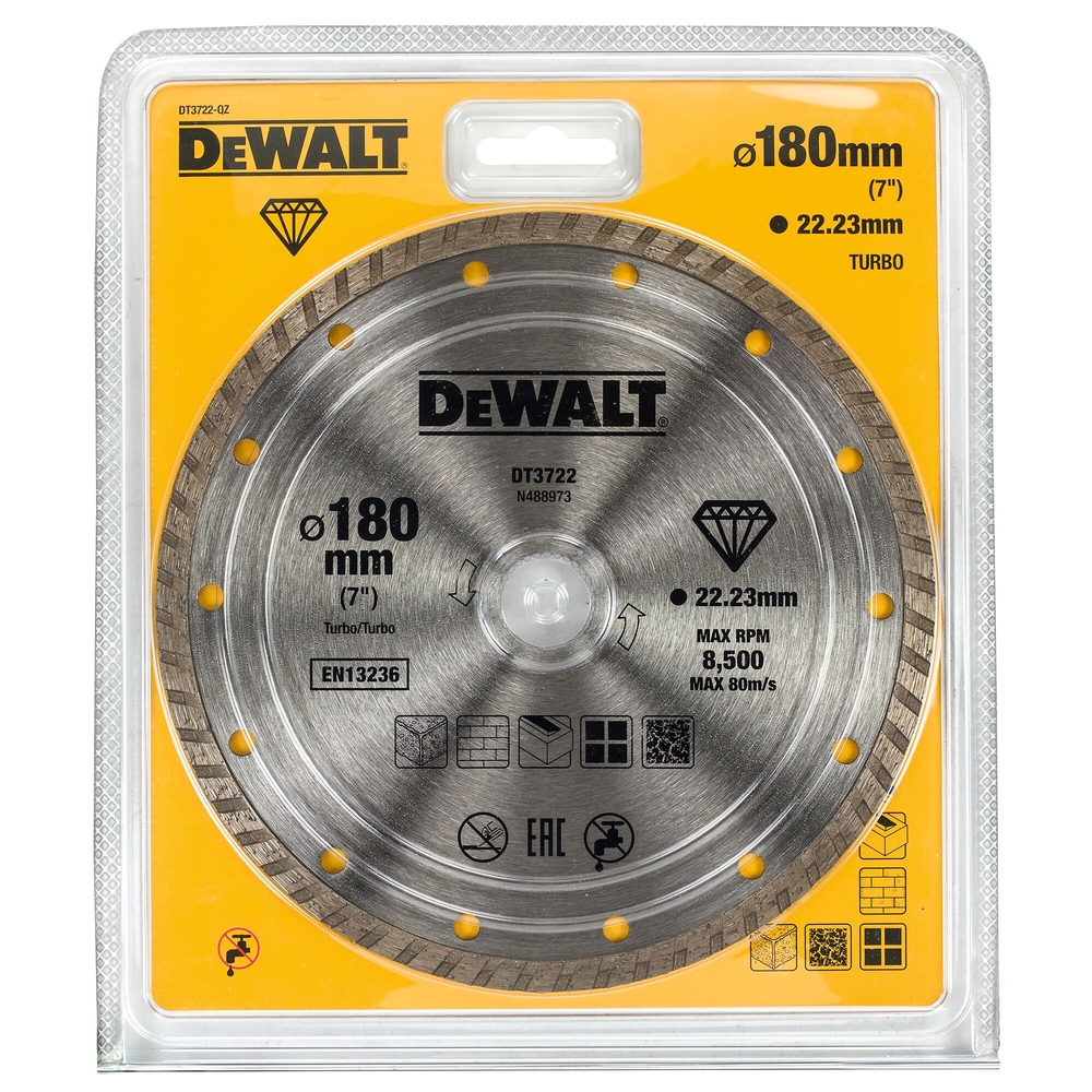 Disque turbo pour matériaux de construction/béton 180 x 22,2 mm - DT3722-QZ - DEWALT