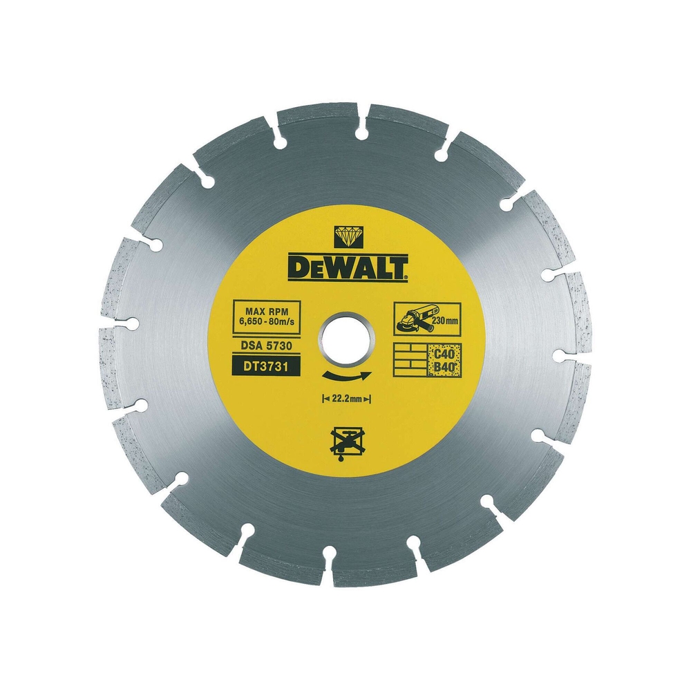 Disque fritté segmenté pour matériaux de construction/béton 230 x 22,2 mm - DT3731-QZ - DEWALT