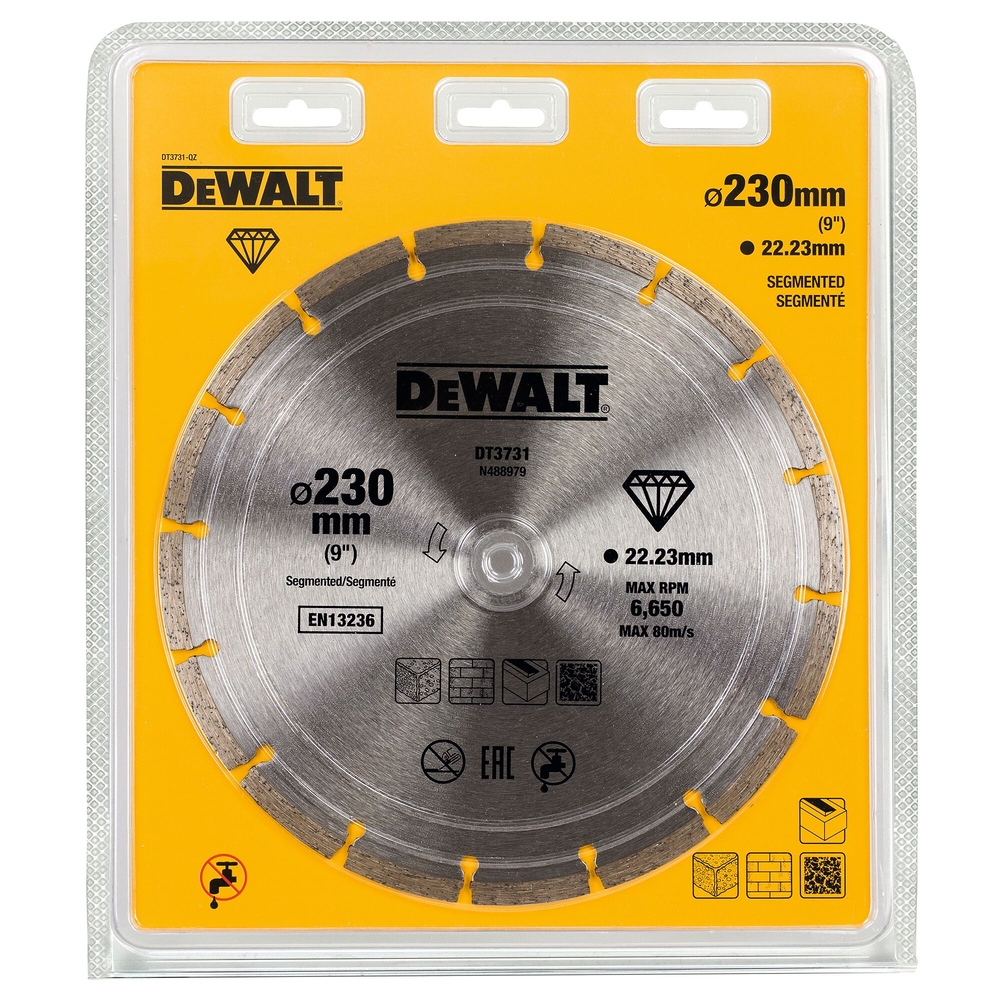 Disque fritté segmenté pour matériaux de construction/béton 230 x 22,2 mm - DT3731-QZ - DEWALT