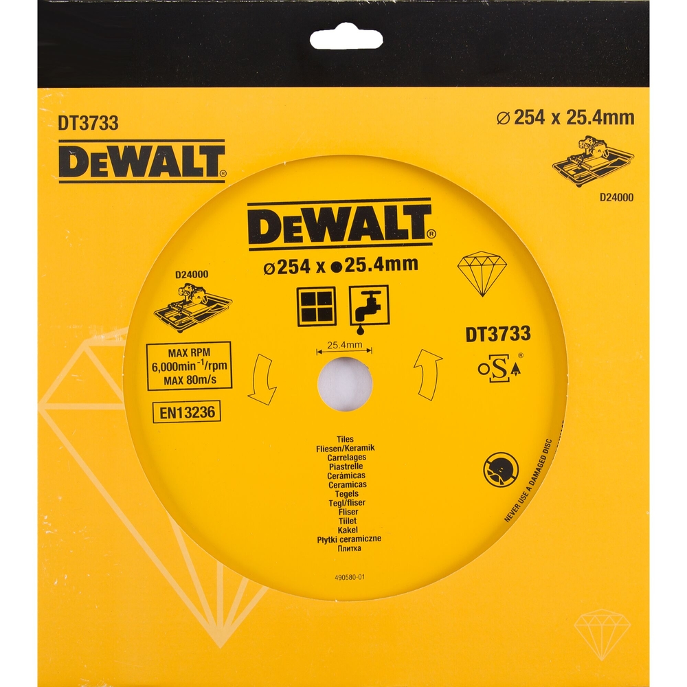 Disque pour scie à carrelage en céramique 250 x 25,4 mm - DT3733-XJ - DEWALT