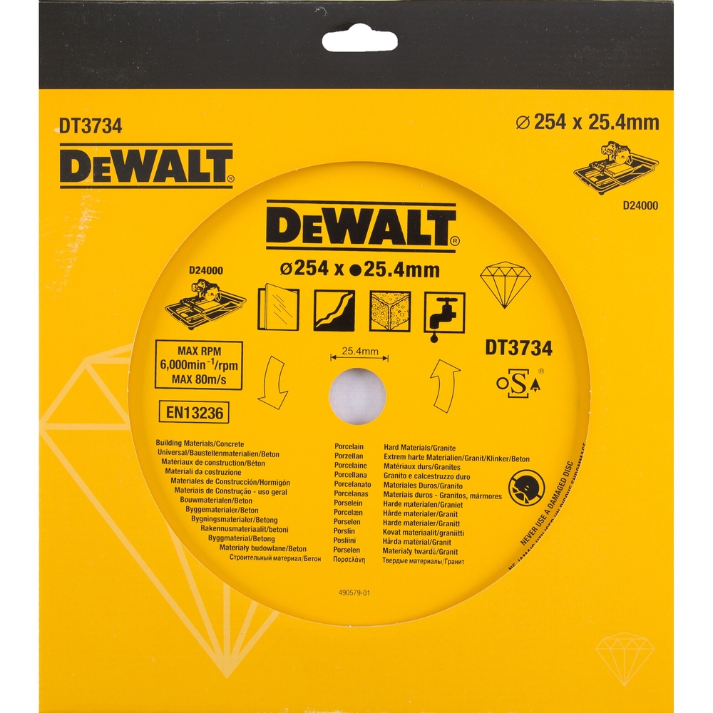 Lame pour porcelaine et pierre 250 x 25,4 mm - DT3734-XJ - DEWALT