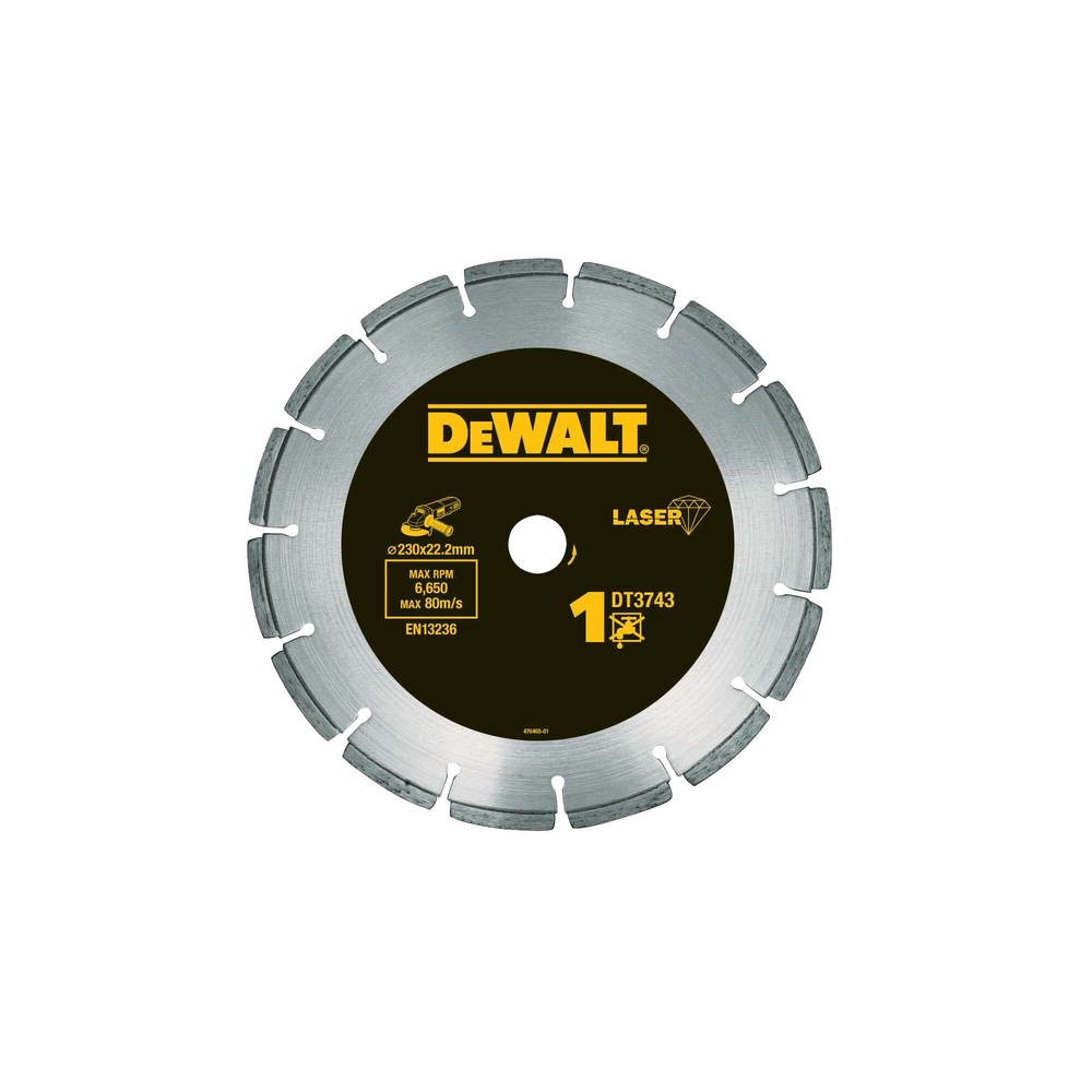 Disque laser matériaux de construction/béton 230x22,2 mm, hauteur segment 8,5 mm - DT3743-XJ - DEWALT