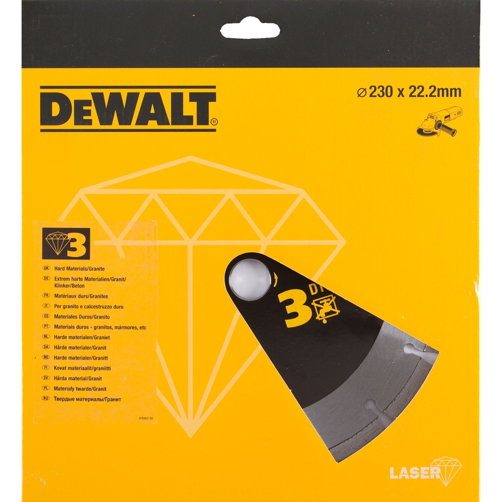 Disque laser pour béton dur/granités 230 x 22,2 mm - hauteur segment 8,5 mm - DT3763-XJ - DEWALT