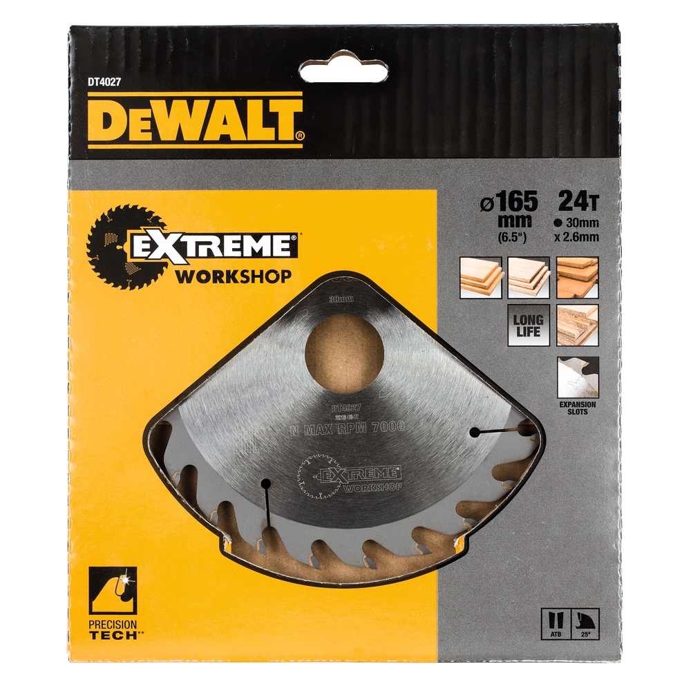Lame de scie circulaire 160x30 mm, 24 dents, ATB/tronçonnage, angle d'attaque 25 - DT4027-QZ - DEWALT