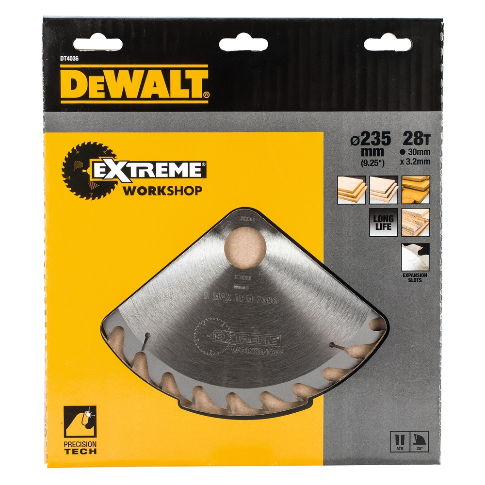 Lame de scie circulaire 235x30 mm, 28 dents, ATB/tronçonnage, angle d'attaque 25 - DT4036-QZ - DEWALT