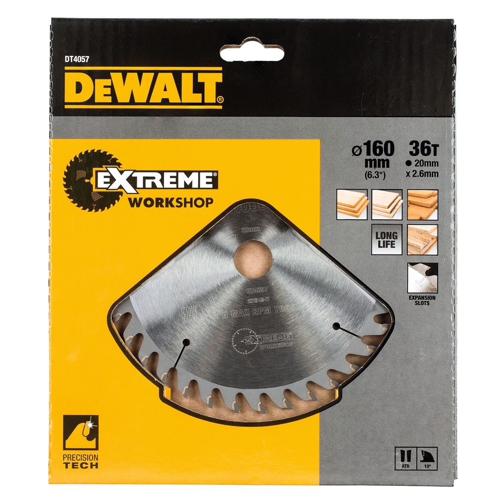 Lame de scie circulaire 160 x 20mm, 36 dents, ATB/coupe fine, angle d'attaque 10 - DT4057-QZ - DEWALT