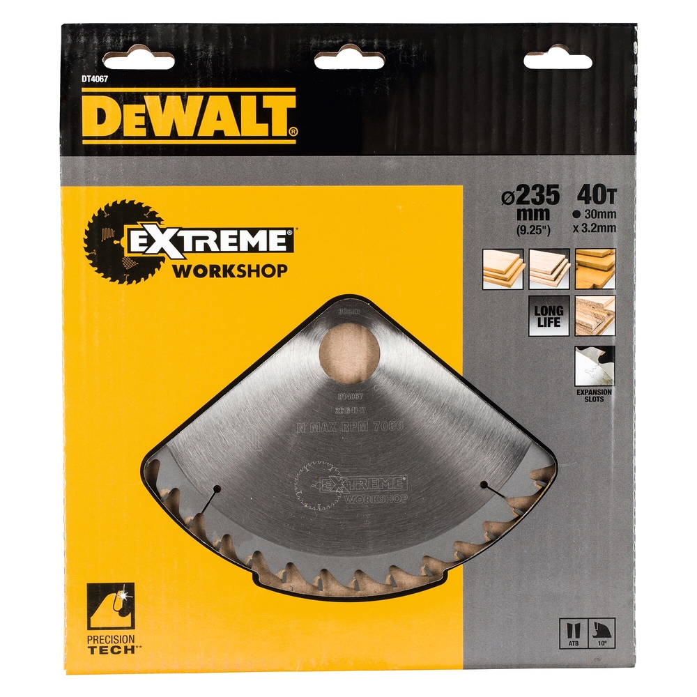 Lame de scie circulaire 235 x 30mm, 40 dents, ATB/coupe fine, angle d'attaque 10 - DT4067-QZ - DEWALT