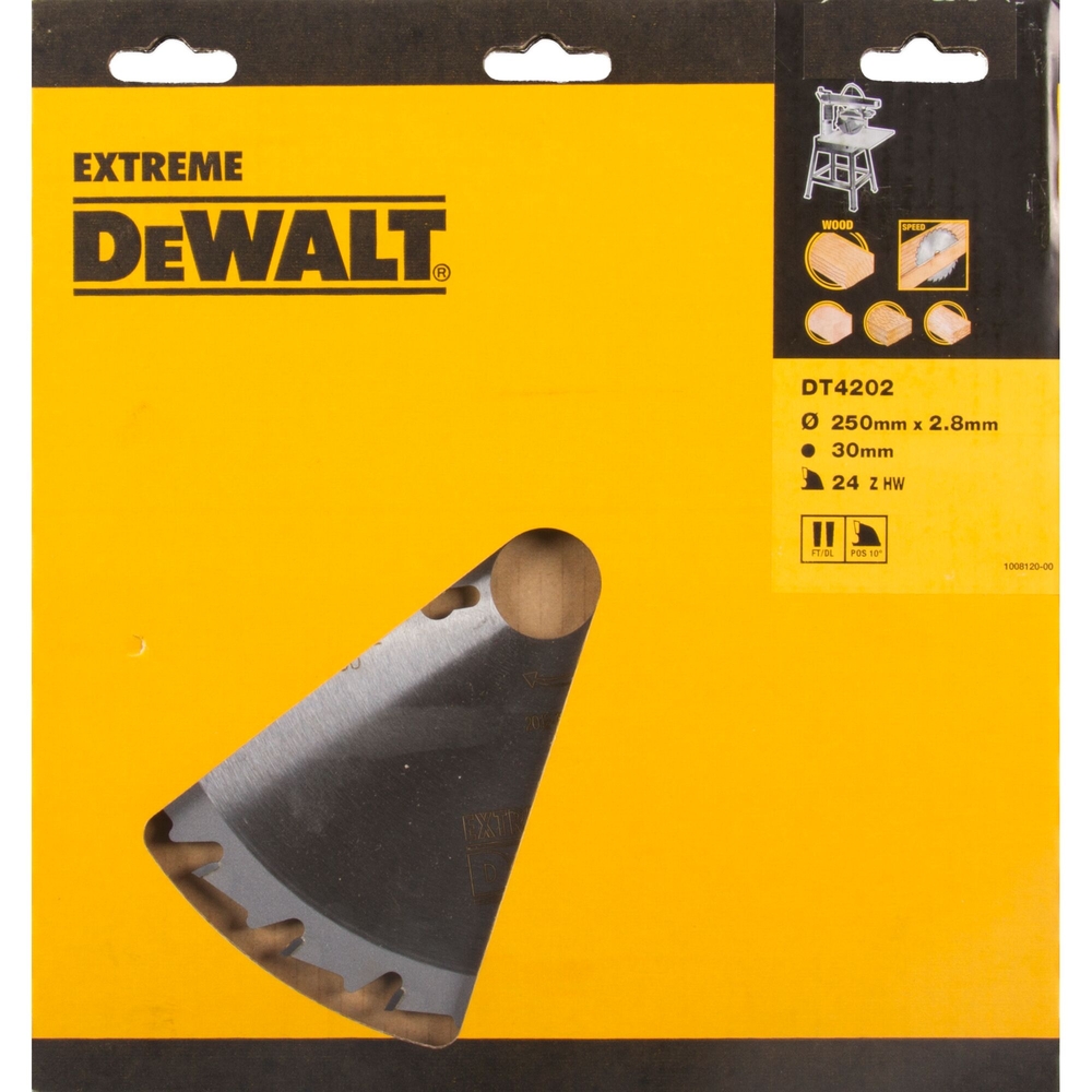 Lame de scie radiale 250 x 30,4mm, 24 dents, angle d'attaque 10, épaisseur 1,8mm - DT4202-QZ - DEWALT