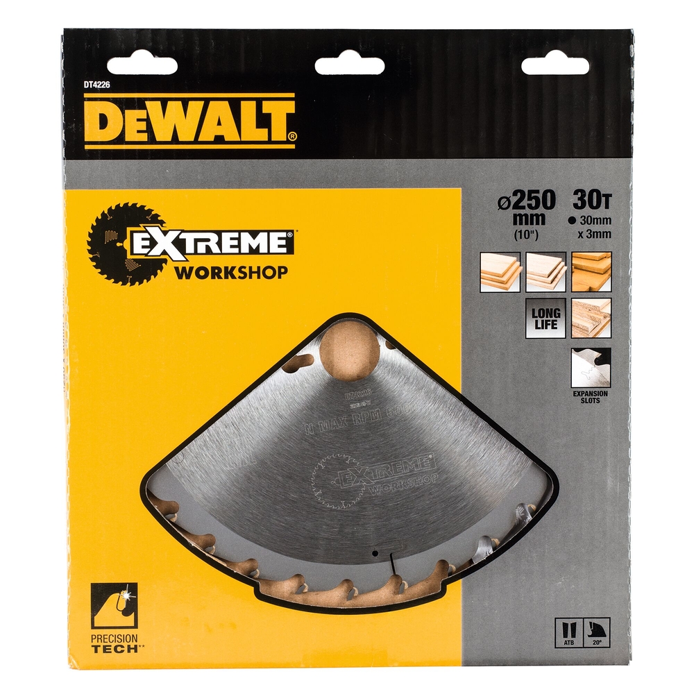 Lame de scie circulaire stationnaire Extreme Workshop 250 x 30 mm, 30 dents - DT4226-QZ - DEWALT
