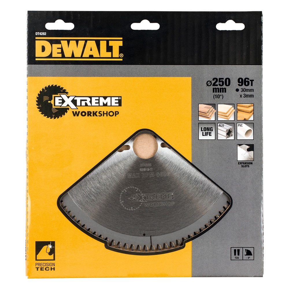 Lame de scie circulaire stationnaire Extreme Workshop 250 x 30 mm, 96 dents - DT4282-QZ - DEWALT