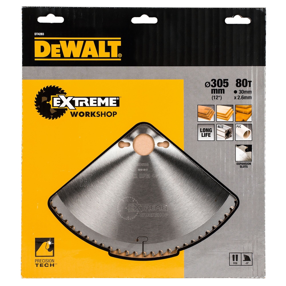 Lame de scie circulaire stationnaire Extreme Workshop 305 x 30 mm, 80 dents - DT4283-QZ - DEWALT