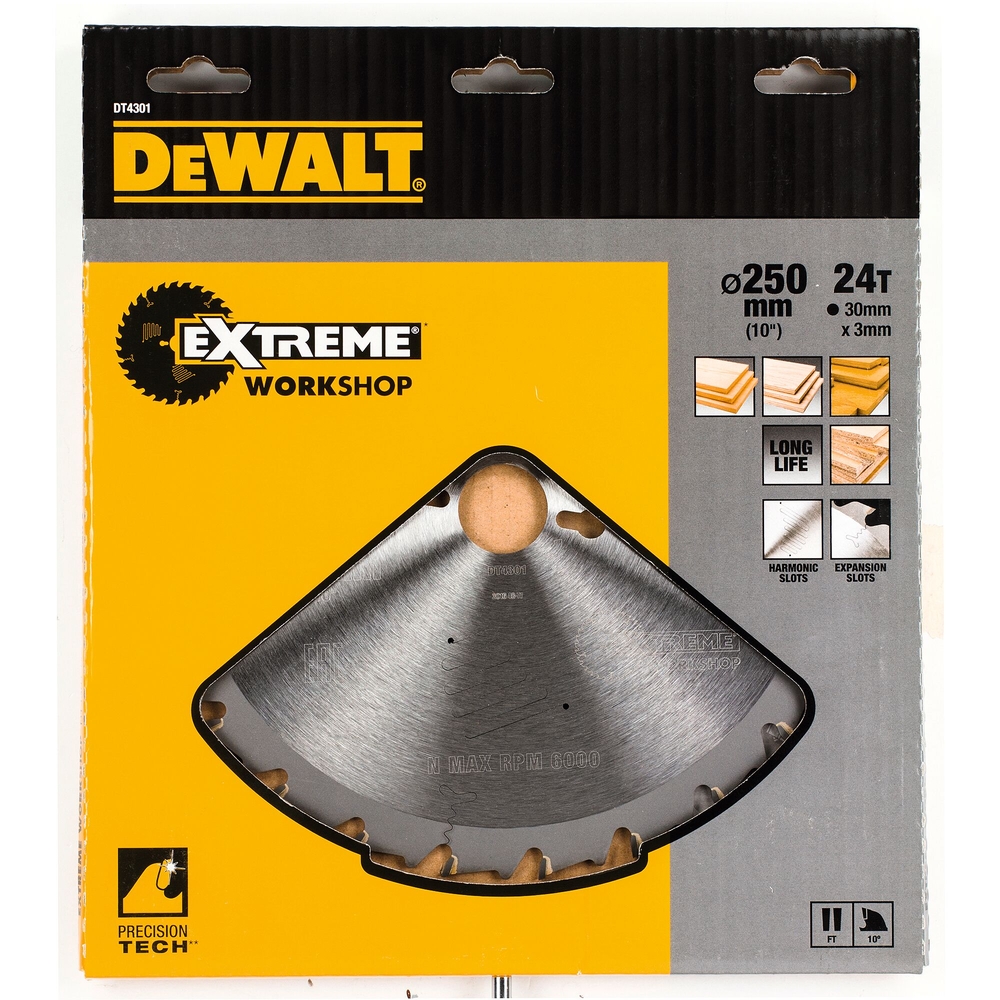 Lame de scie radiale 250 x 30,4 mm, 24 dents, FT/DL, angle d'attaque 10 - DT4301-QZ - DEWALT