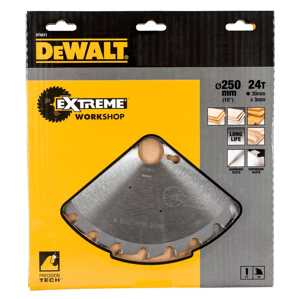 Lame de scie circulaire stationnaire Extreme Workshop 250 x 30 mm, 24 dents - DT4311-QZ - DEWALT