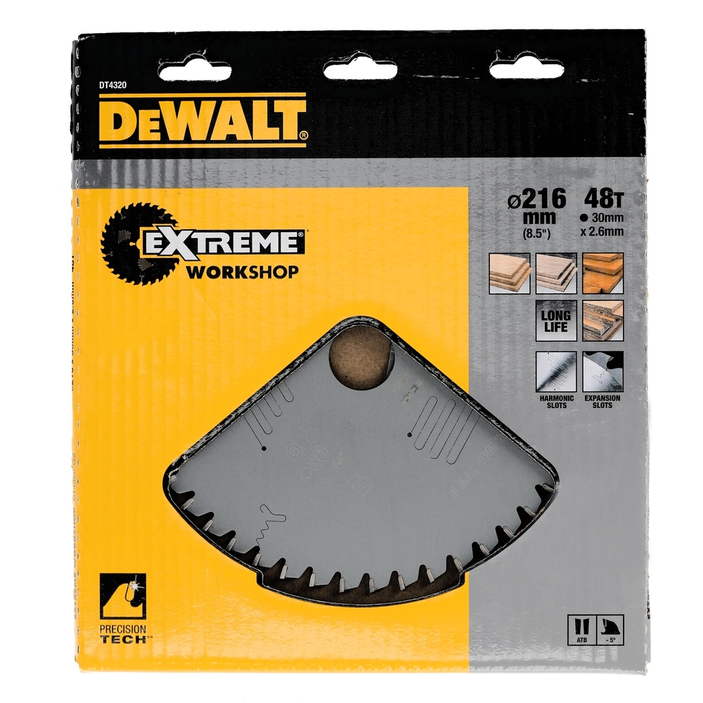 Lame de scie circulaire stationnaire Extreme Workshop 216 x 30 mm, 48 dents - DT4320-QZ - DEWALT