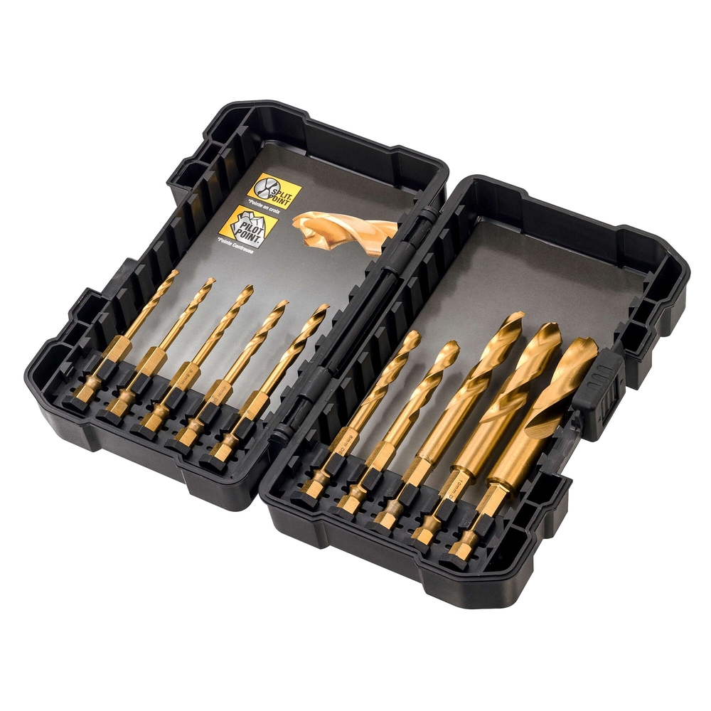 Coffret plastique de 10 forets métal HSS-Tin pour visseuses à chocs - DT50050-QZ - DEWALT