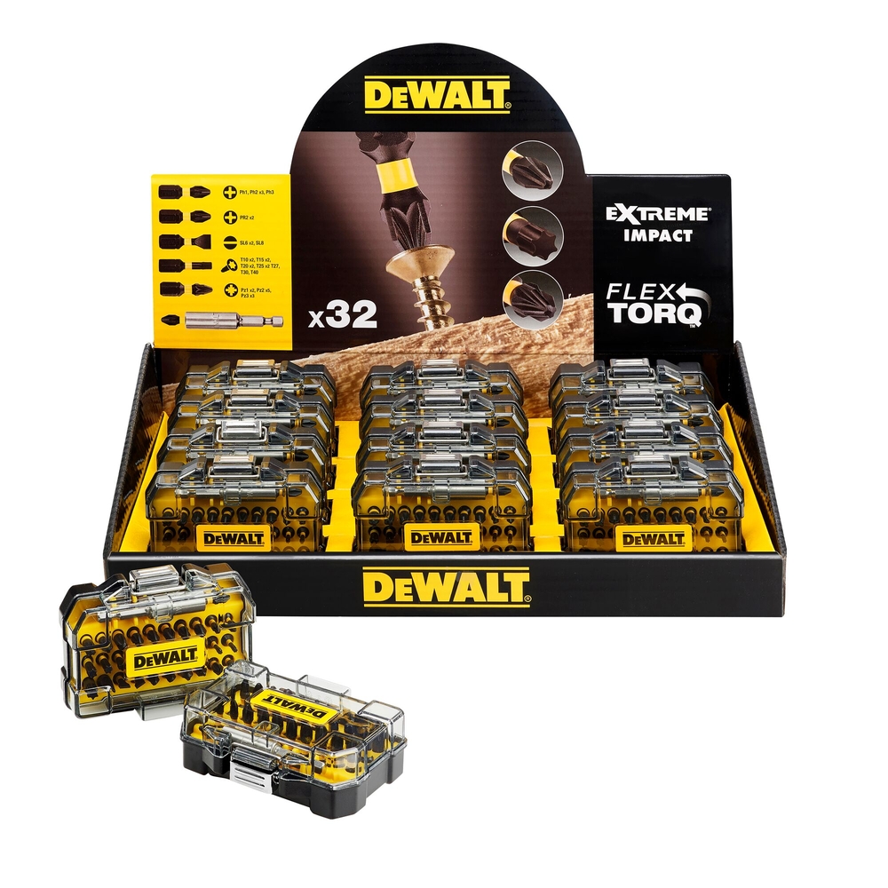 Présentoir de 12 coffrets de 32 pièces avec embouts de vissage impact-torsion - DT70523TM-QZ - DEWALT