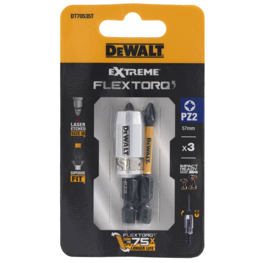 Bague avec 2 embouts Extreme impact-torsion PZ2 57 mm  - DT70535T-QZ - DEWALT